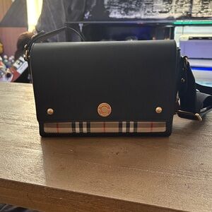 Burberry Black and Plaid Hobo Bag